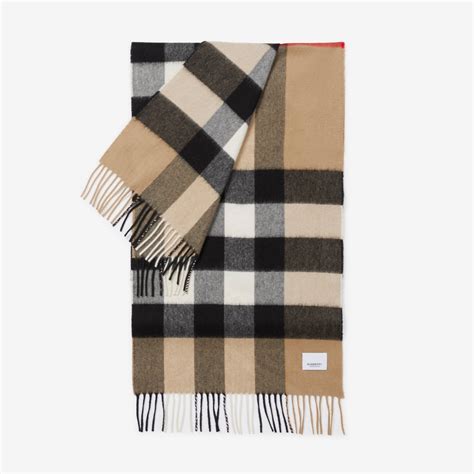 Check Cashmere Scarf in Archive beige 